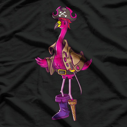 Pirate Pink Flamingo Halloween Funny Party T-Shirt