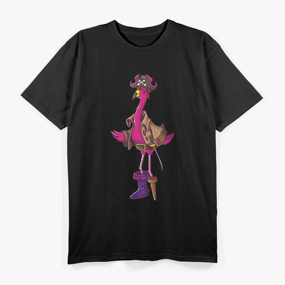 Pirate Pink Flamingo Halloween Funny Party T-Shirt