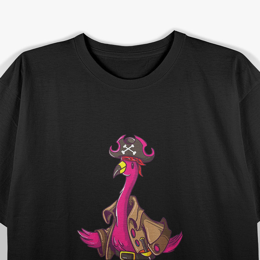 Pirate Pink Flamingo Halloween Funny Party T-Shirt