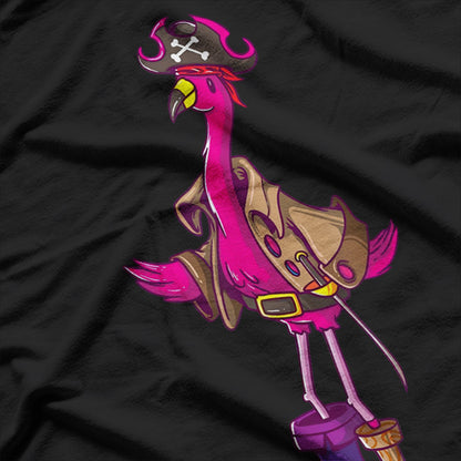 Pirate Pink Flamingo Halloween Funny Party T-Shirt