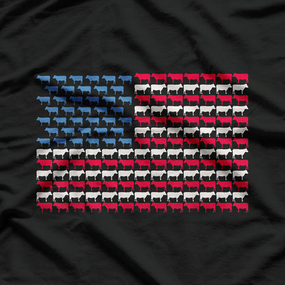 Cow American Flag Patriotic Animal Lover T-Shirt