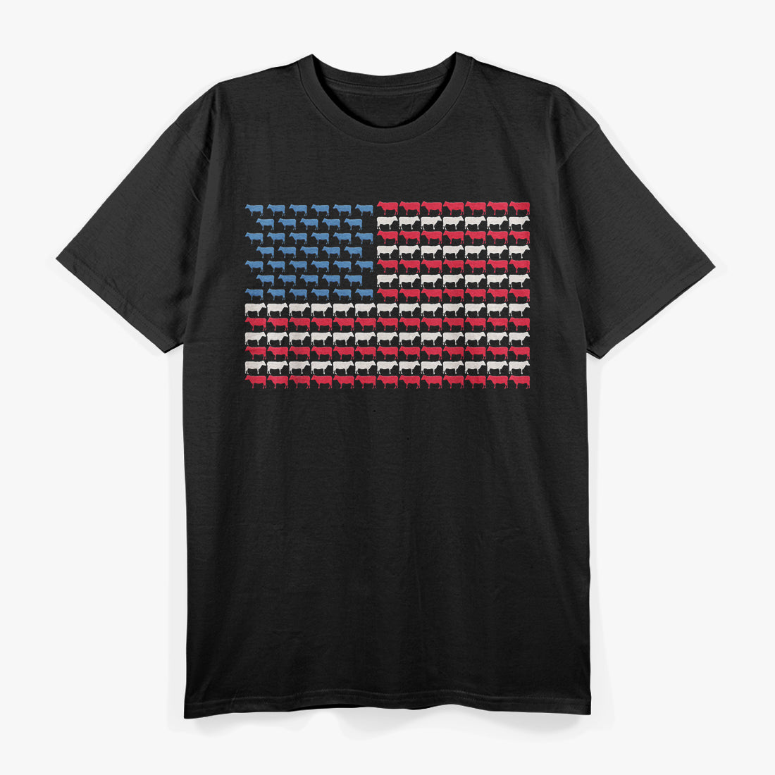 Cow American Flag Patriotic Animal Lover T-Shirt