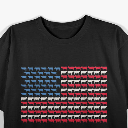 Cow American Flag Patriotic Animal Lover T-Shirt