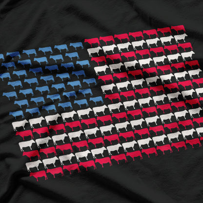 Cow American Flag Patriotic Animal Lover T-Shirt