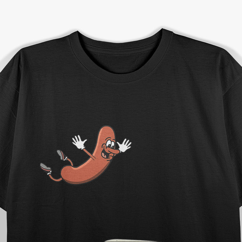 Hot Dog Diving into Bun Funny Food Humor T-Shirt