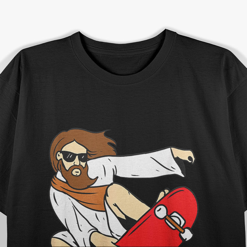 Jesus Riding Skateboard – Cool Religious Streetwear Design T-Shirt