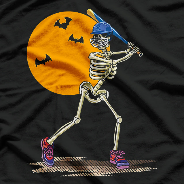 Baseball Skeleton Halloween Spooky Sports Men Boys Costume T-Shirt