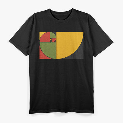 Golden Ratio Fibonacci Spiral in Pan African Colors T-Shirt