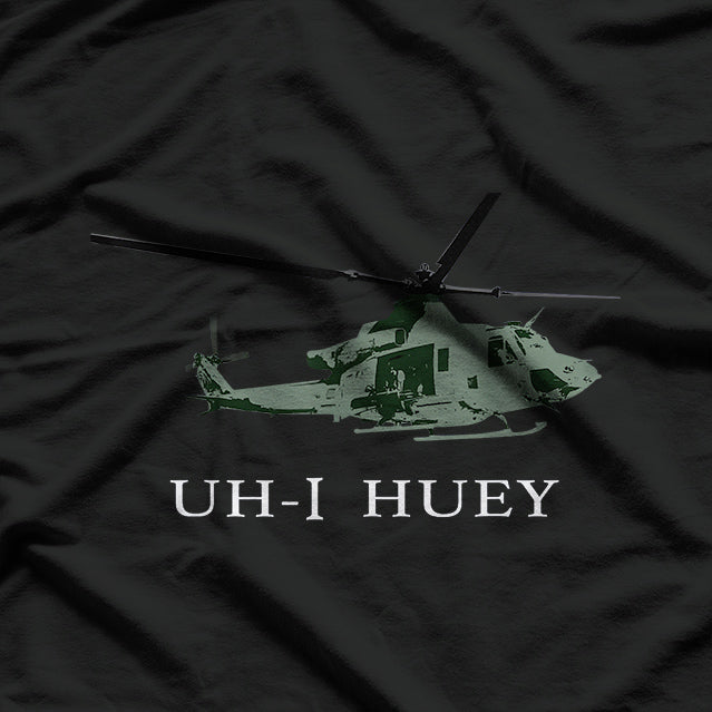 Dark UH-1 Huey Helicopter Retro Aviation T-Shirt