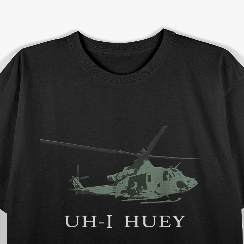 Dark UH-1 Huey Helicopter Retro Aviation T-Shirt