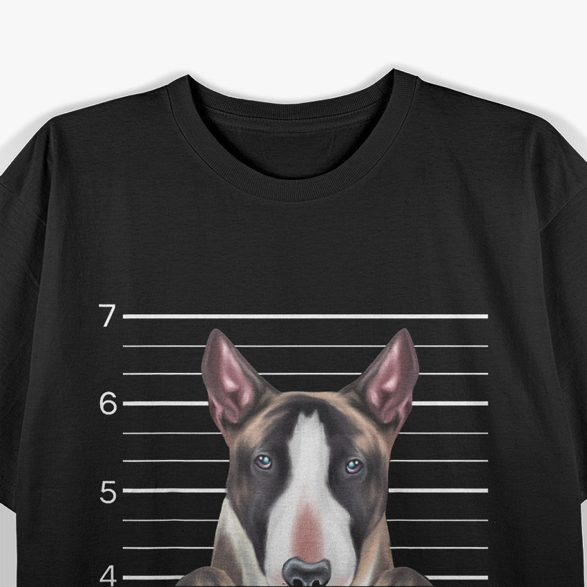 Guilty Dog Mugshot Funny Bull Terrier T-Shirt