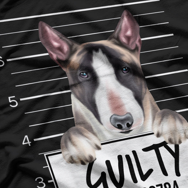 Guilty Dog Mugshot Funny Bull Terrier T-Shirt