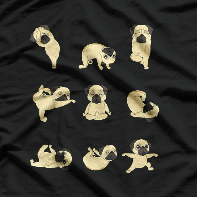 Funny Pug Yoga Positions Cute Dog Meditation Lover T-Shirt