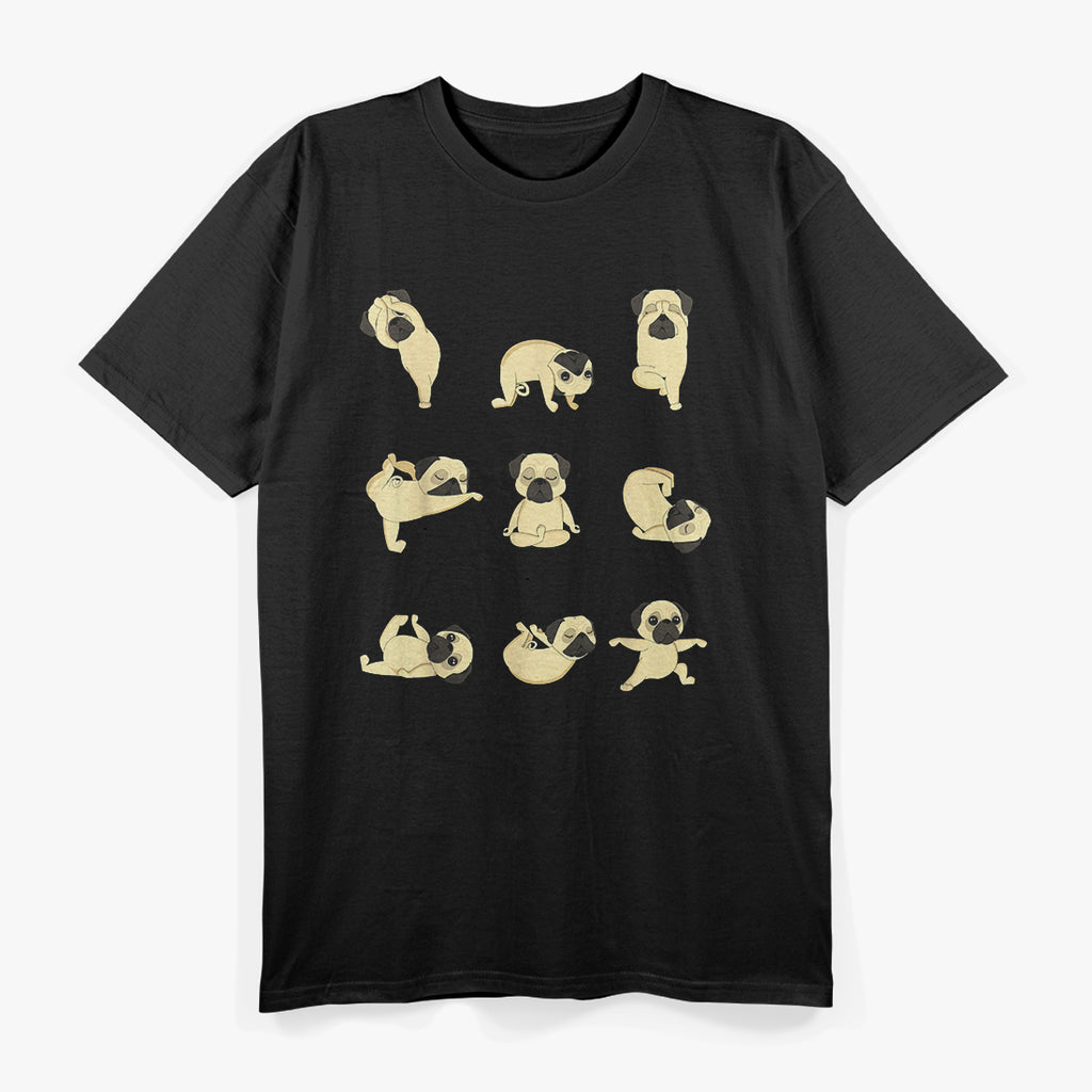 Funny Pug Yoga Positions Cute Dog Meditation Lover T-Shirt
