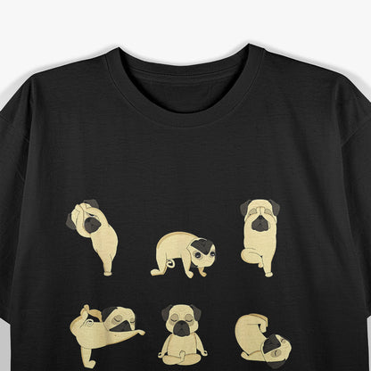 Funny Pug Yoga Positions Cute Dog Meditation Lover T-Shirt