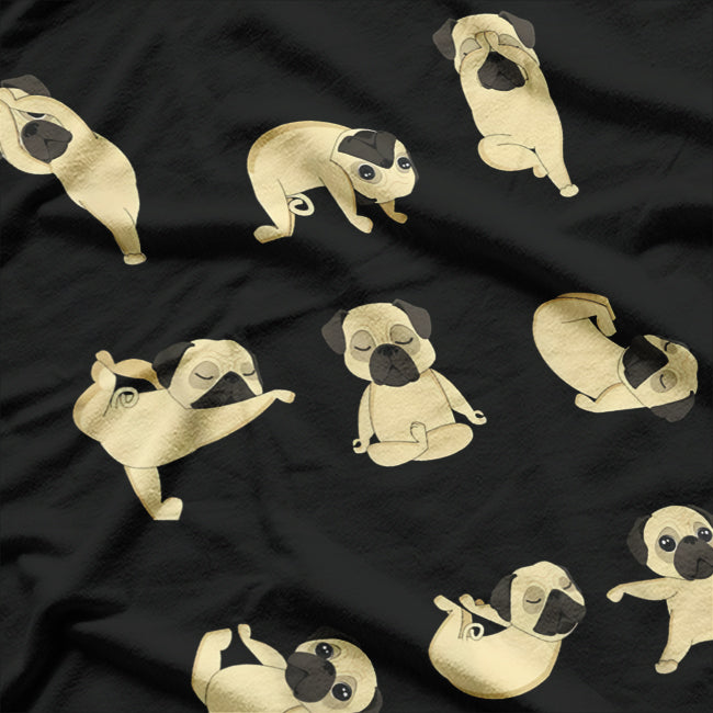 Funny Pug Yoga Positions Cute Dog Meditation Lover T-Shirt