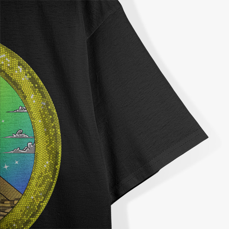 Ouroboros Snake & Egyptian Symbols - Eye of Horus & Pyramids T-Shirt