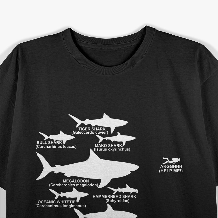 Shark Hierarchy Funny Diver Ocean Scuba Diving Humor T-Shirt