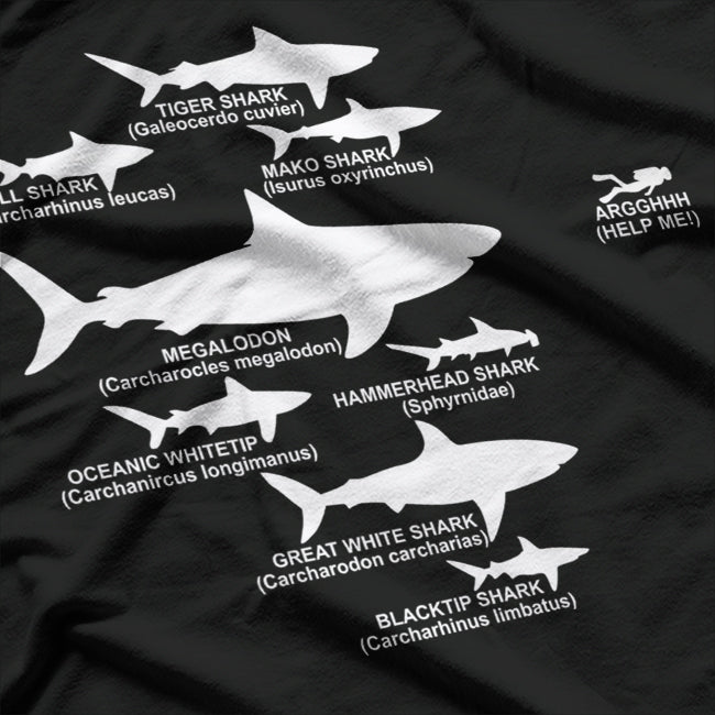 Shark Hierarchy Funny Diver Ocean Scuba Diving Humor T-Shirt
