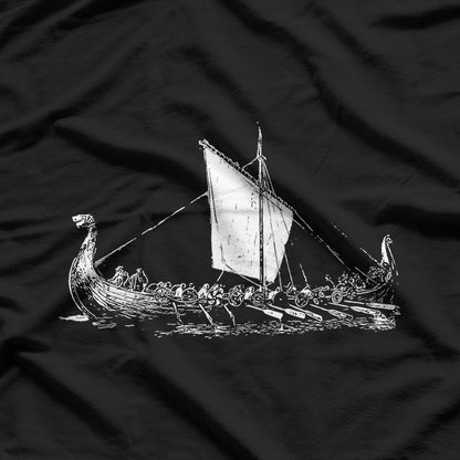 Viking Ship Warriors – Odin Calls, Valhalla Awaits T-Shirt