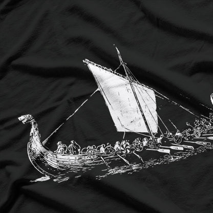 Viking Ship Warriors – Odin Calls, Valhalla Awaits T-Shirt