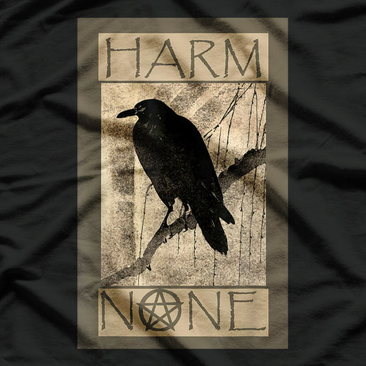 Vintage Harm None Wiccan Pagan Spiritual Quote T-Shirt