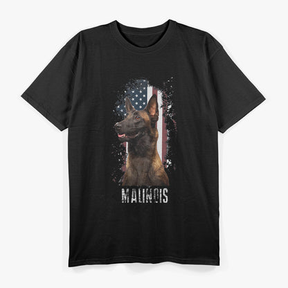 Belgian Malinois with Patriotic American Flag Design T-Shirt