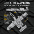 A-10 Warthog Blueprint US Aircraft Plane USAF Airplane T-Shirt