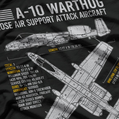 A-10 Warthog Blueprint US Aircraft Plane USAF Airplane T-Shirt