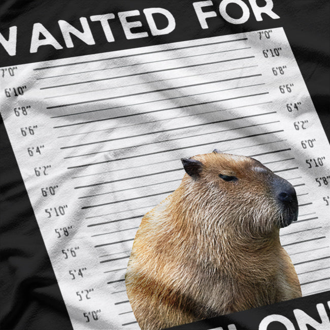 Capybara Mugshot - Wanted for 93 Felonies T-Shirt