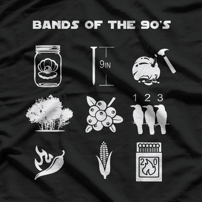 Funny Retro Popular Music Bands of the 90s Rock Pop Culture T-Shirt