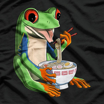 Red Eyed Tree Frog Enjoying Kawaii Ramen Bowl T-Shirt