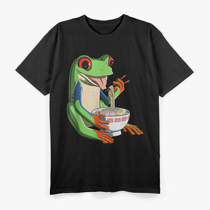 Red Eyed Tree Frog Enjoying Kawaii Ramen Bowl T-Shirt