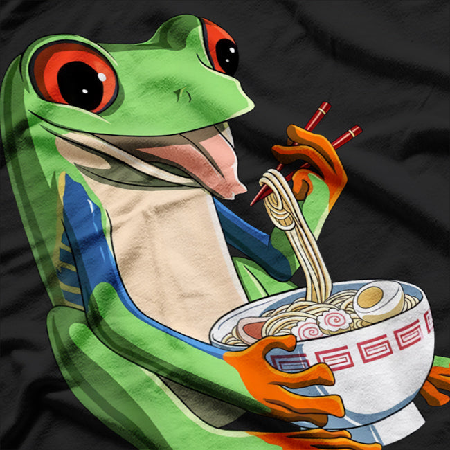 Red Eyed Tree Frog Enjoying Kawaii Ramen Bowl T-Shirt