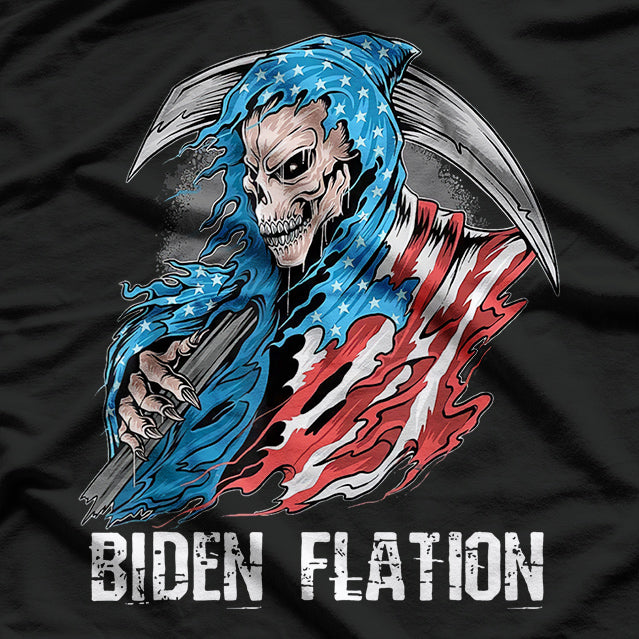 Skeleton with US Flag – Patriotic Spooky Halloween T-Shirt