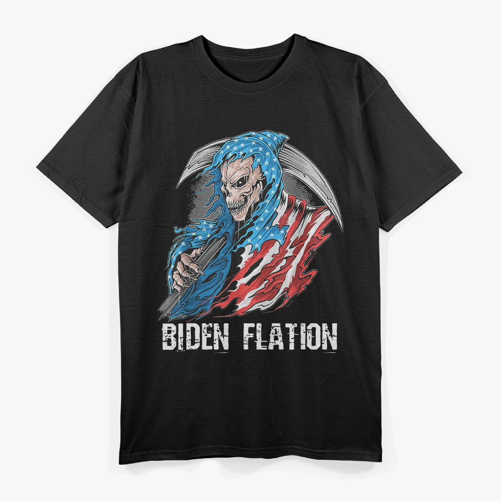 Skeleton with US Flag – Patriotic Spooky Halloween T-Shirt