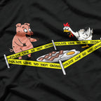 Police Line Do Not Cross Pig & Chicken Funny Food Humor T-Shirt
