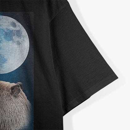 Three Capybaras Under The Moon And Starry Night Sky T-Shirt