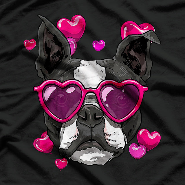 Boston Terrier Valentine - Love with a Paw-some Twist T-Shirt