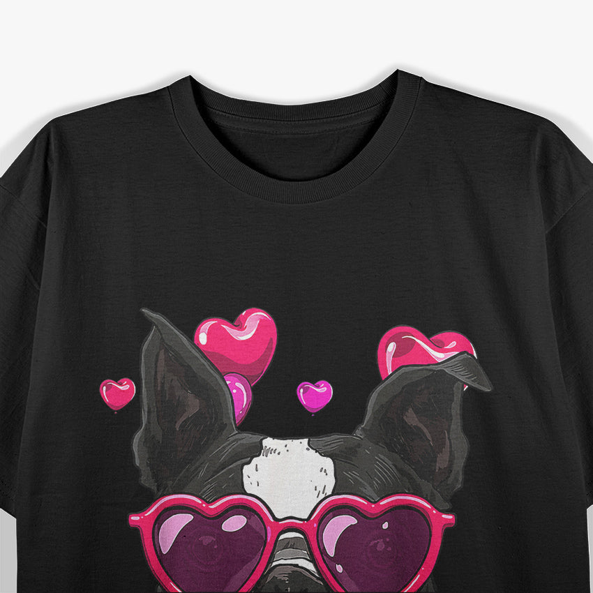 Boston Terrier Valentine - Love with a Paw-some Twist T-Shirt