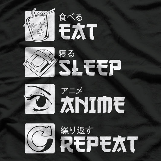 Eat Sleep Anime Repeat Funny Otaku Japan Manga Lover Geek T-Shirt