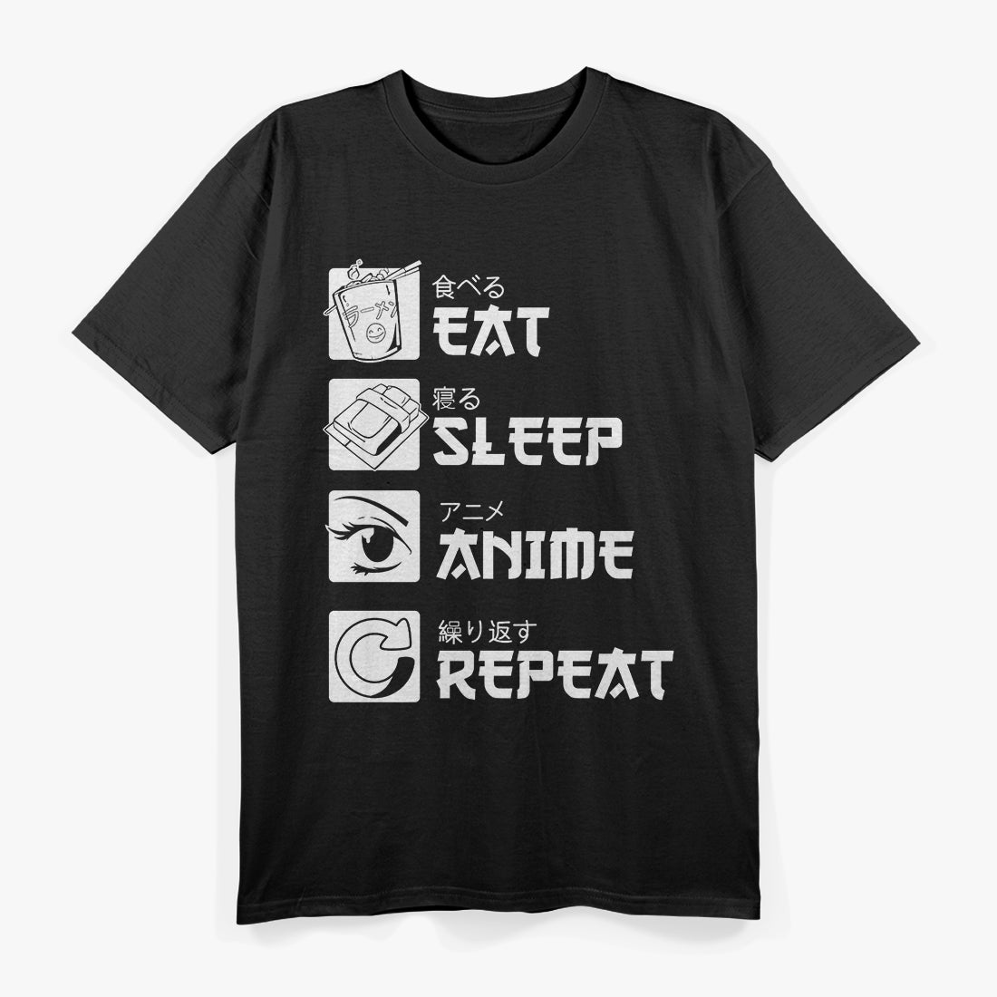 Eat Sleep Anime Repeat Funny Otaku Japan Manga Lover Geek T-Shirt