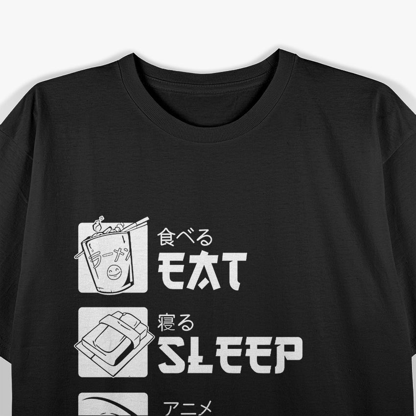 Eat Sleep Anime Repeat Funny Otaku Japan Manga Lover Geek T-Shirt