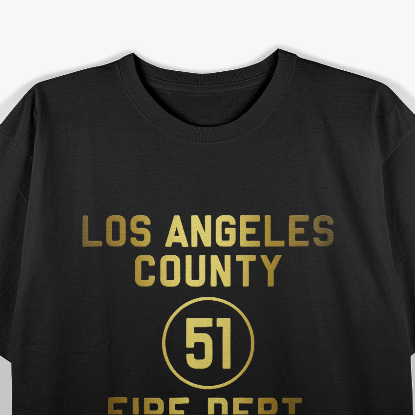LA County 51 Fire Dept Resque Squad Logo Truck Side Vintage T-Shirt