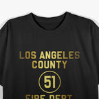 LA County 51 Fire Dept Resque Squad Logo Truck Side Vintage T-Shirt