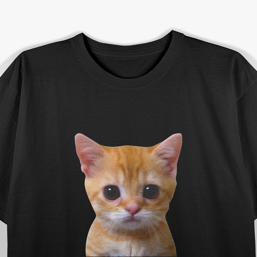 Sad Crying Cat – Funny Munchkin Kitty Meme T-Shirt