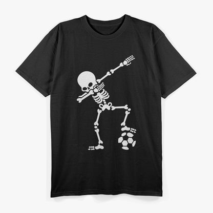 Dabbing Skeleton with Soccer Ball: Fun Sports T-Shirt