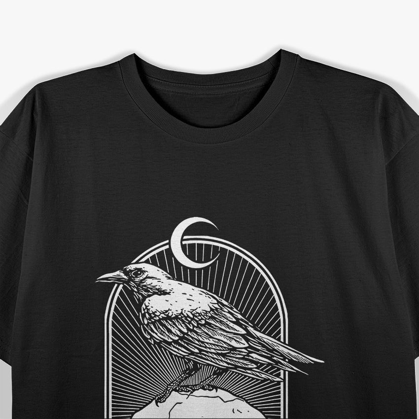 Black Crow Raven Skull – Viking Norse Occult Gothic Mythology T-Shirt