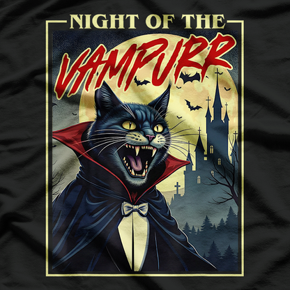Night of the Vampurr Spooky Cat Vampire Halloween T-Shirt