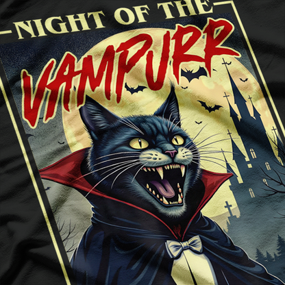 Night of the Vampurr Spooky Cat Vampire Halloween T-Shirt